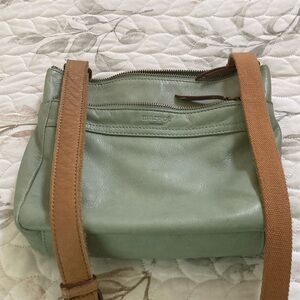 Sage green leather shoulder bag